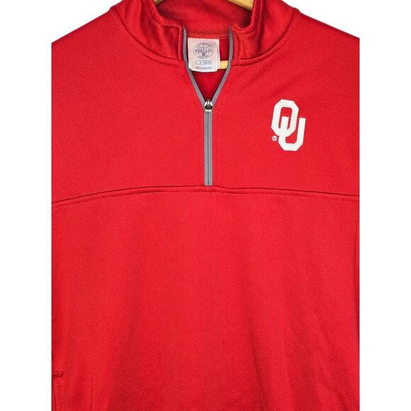 OU Oklahoma Sooners Pullover 1/4 Zip Red White NCAA College Football Small 34/36 - Picture 2 of 6